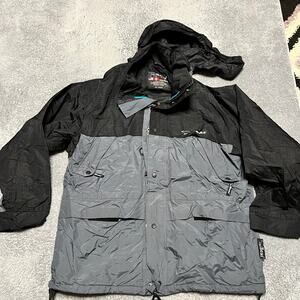 Bear USA Coat Mens Large Windbreaker Rain Gray Jacket Vintage 90’s